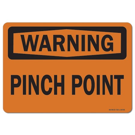 OSHA Warning Decal, Pinch Point, 18in X 12in Decal